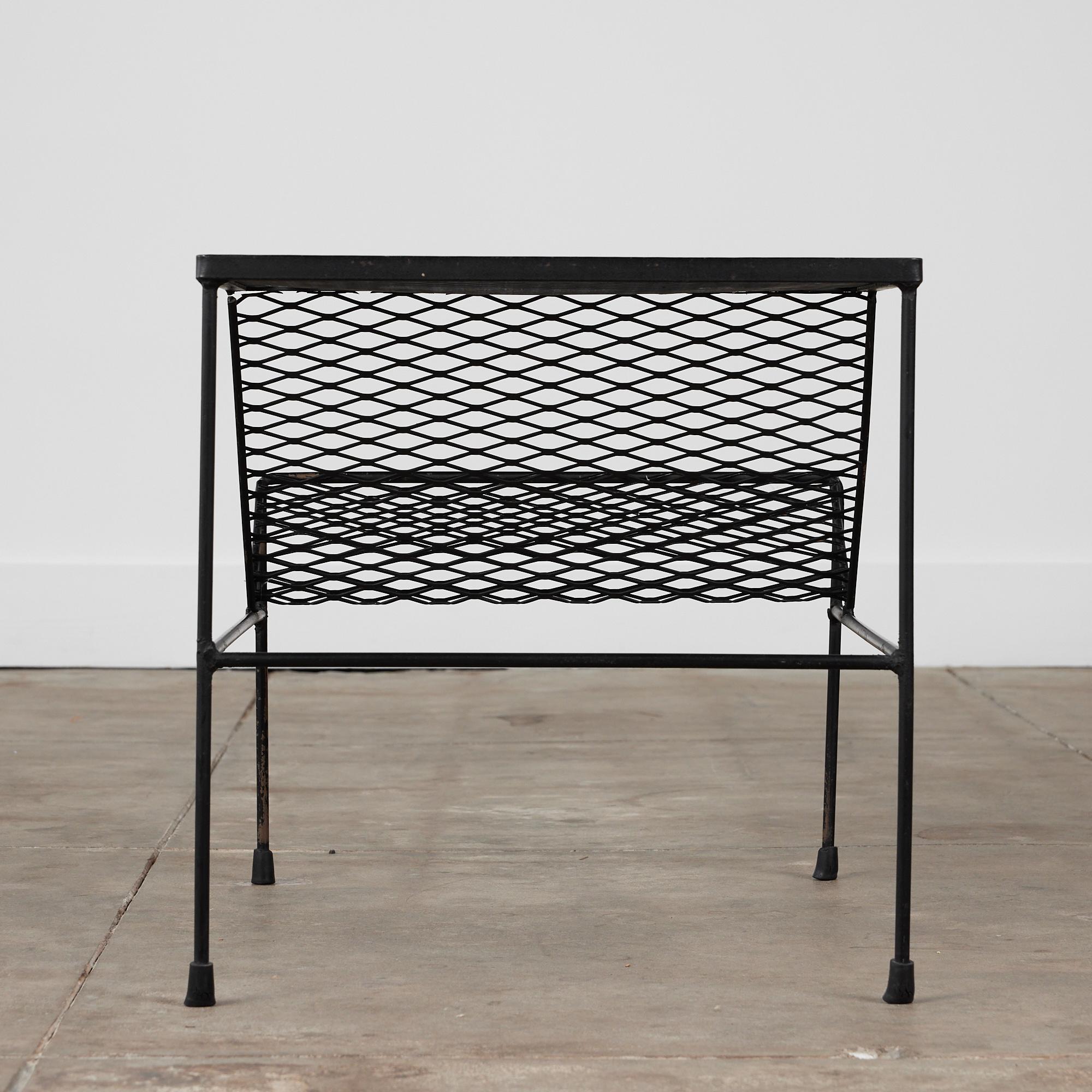 Expanded Metal Side Table with Magazine Rack 1