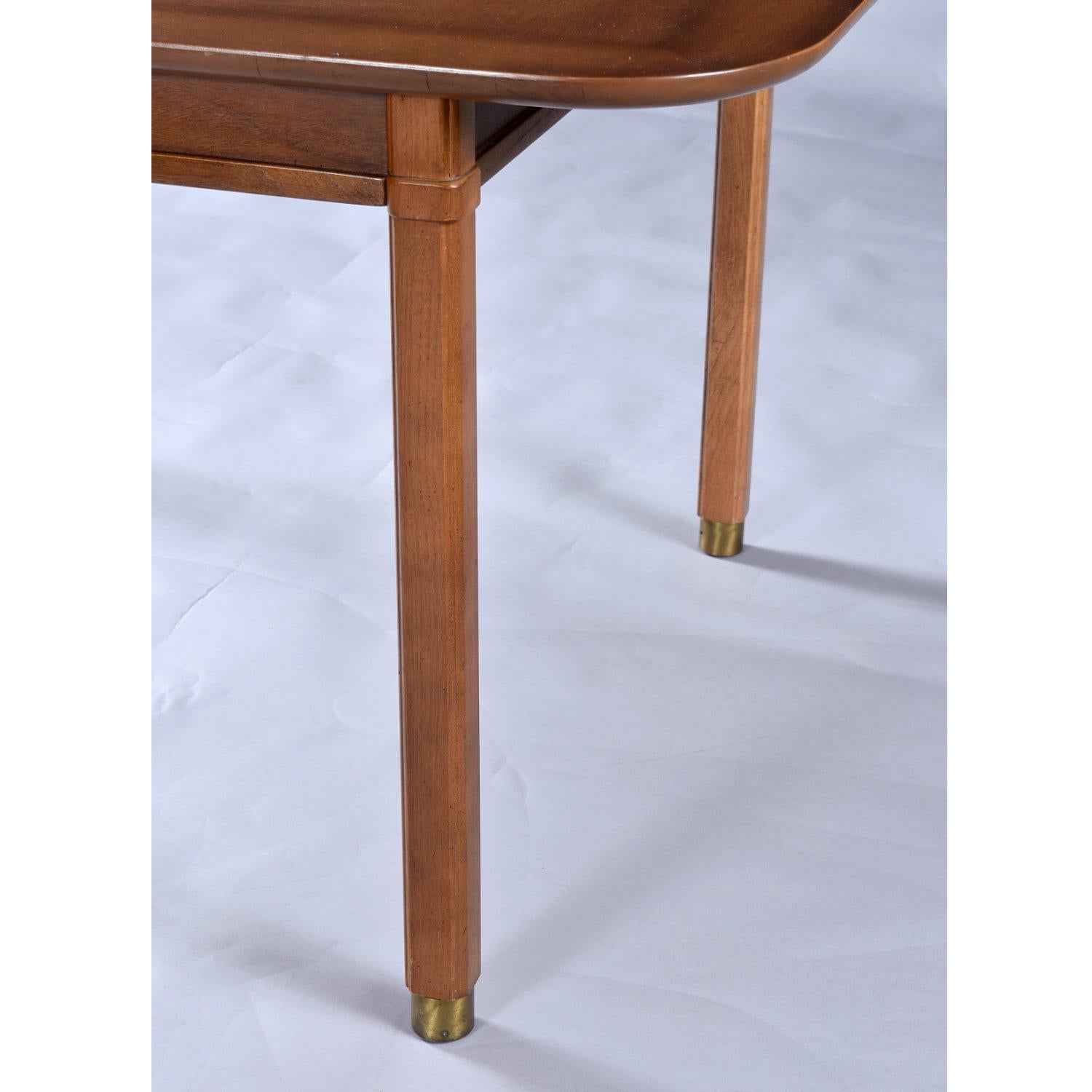 Mesa de comedor rectangular redondeada para 8 personas, moderna de mediados de siglo, extensible con 3 hojas en venta 3