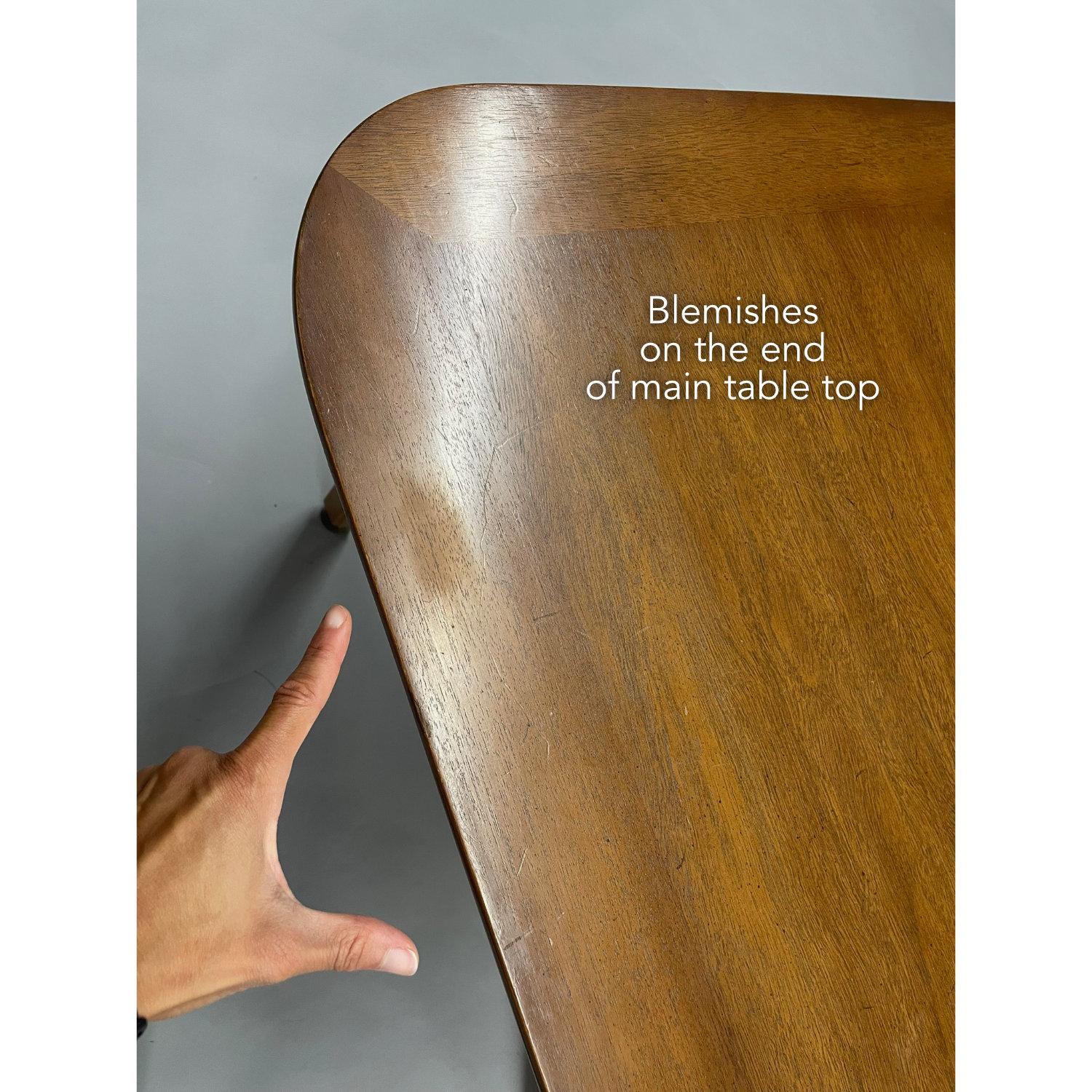 Mesa de comedor rectangular redondeada para 8 personas, moderna de mediados de siglo, extensible con 3 hojas en venta 6