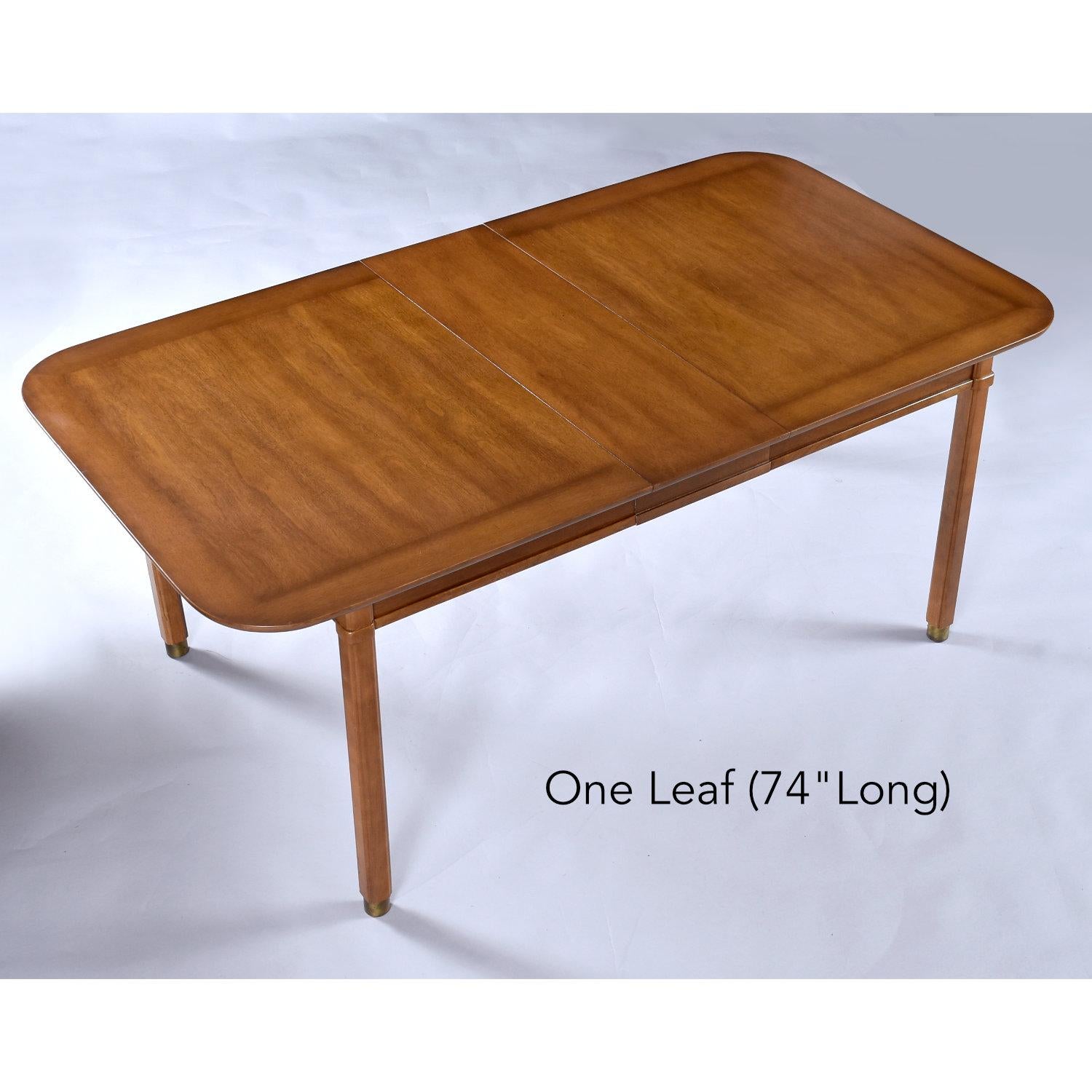 Mesa de comedor rectangular redondeada para 8 personas, moderna de mediados de siglo, extensible con 3 hojas mediados del siglo XX en venta