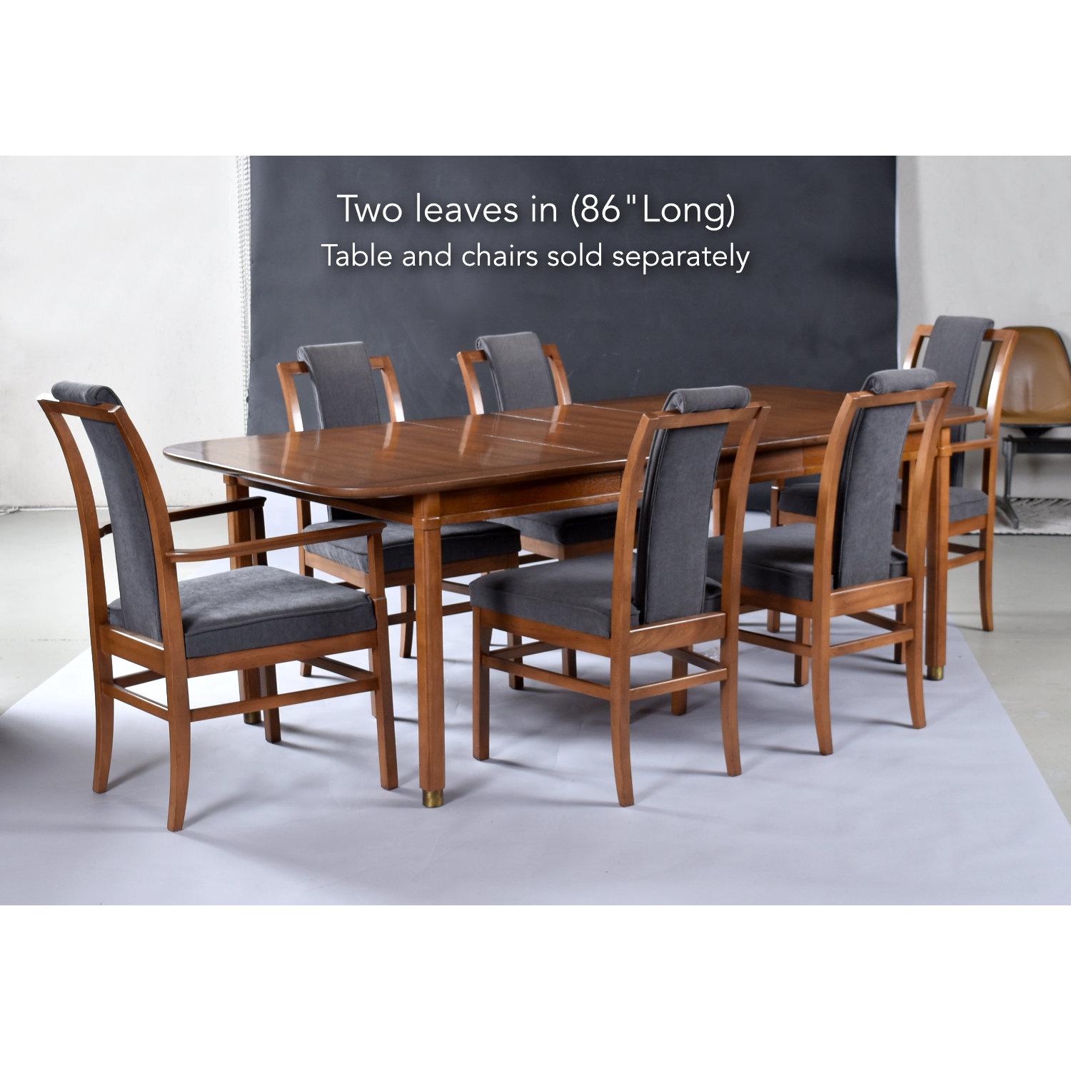 Mesa de comedor rectangular redondeada para 8 personas, moderna de mediados de siglo, extensible con 3 hojas en venta 2