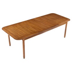 Expanding 3 Leaf Mid-Century Modern 8 Person Rounded Rectangle Dining Table