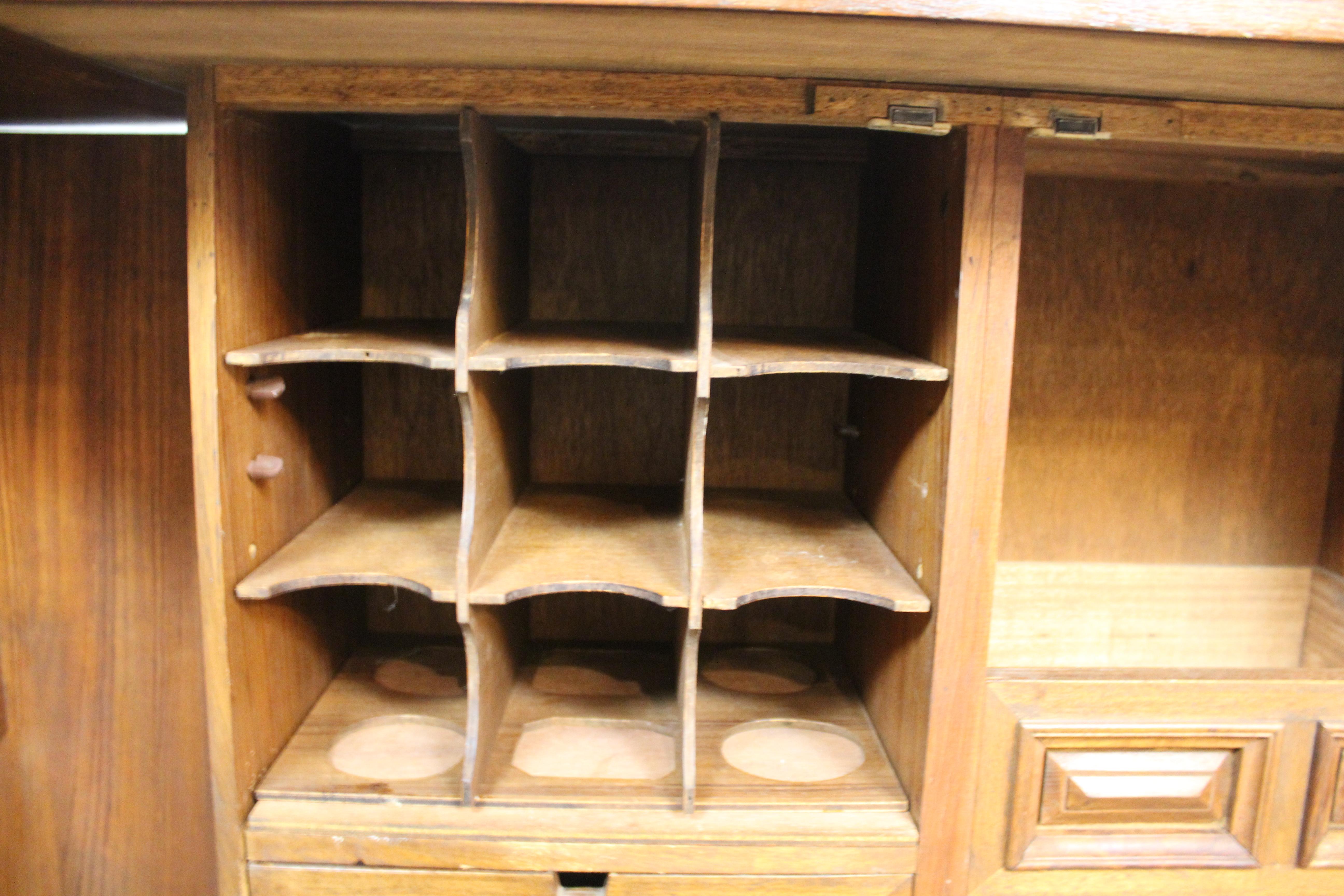 Expanding Carved Asian Motif Bar w/ Marble Top For Sale 5