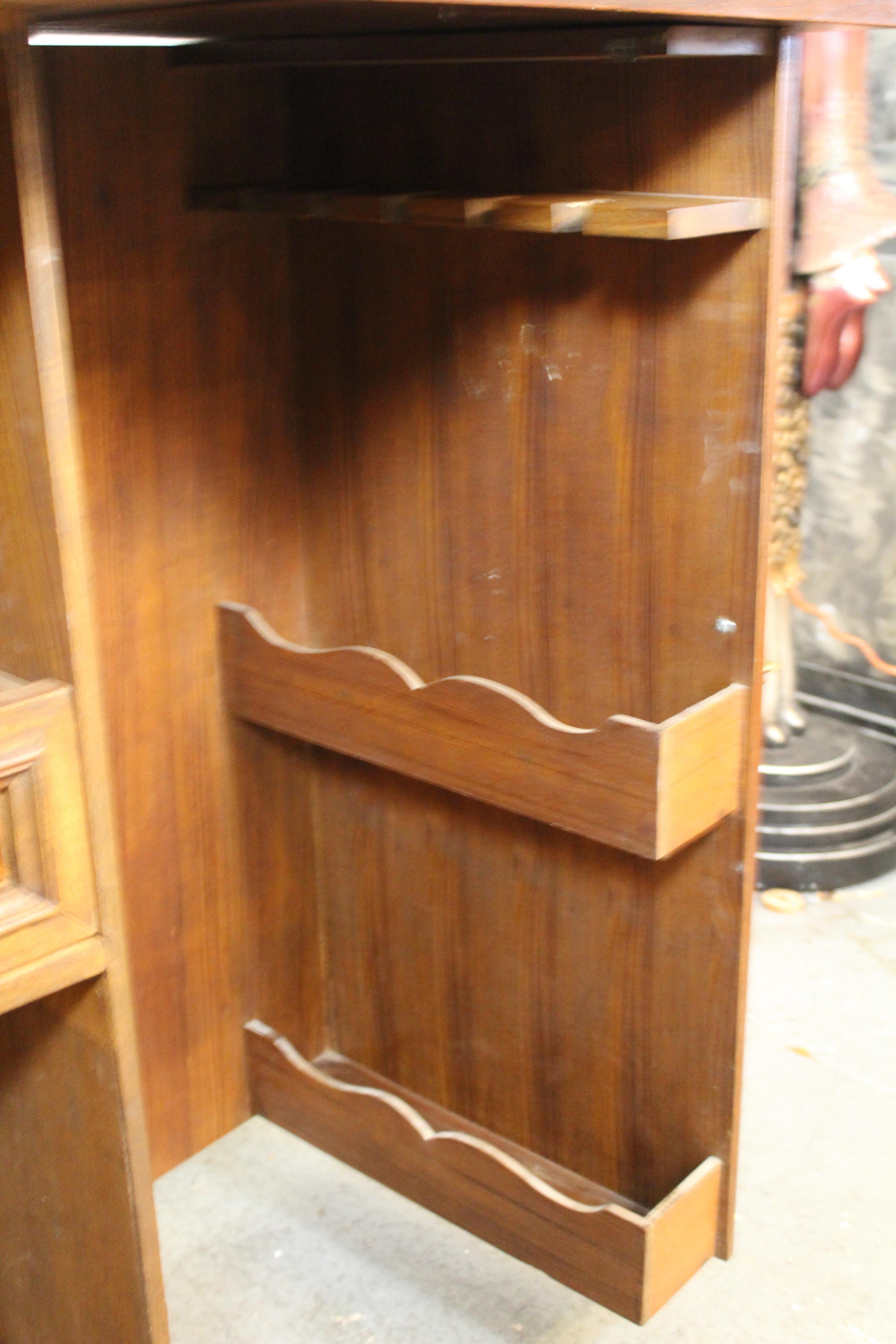 Expanding Carved Asian Motif Bar w/ Marble Top For Sale 7