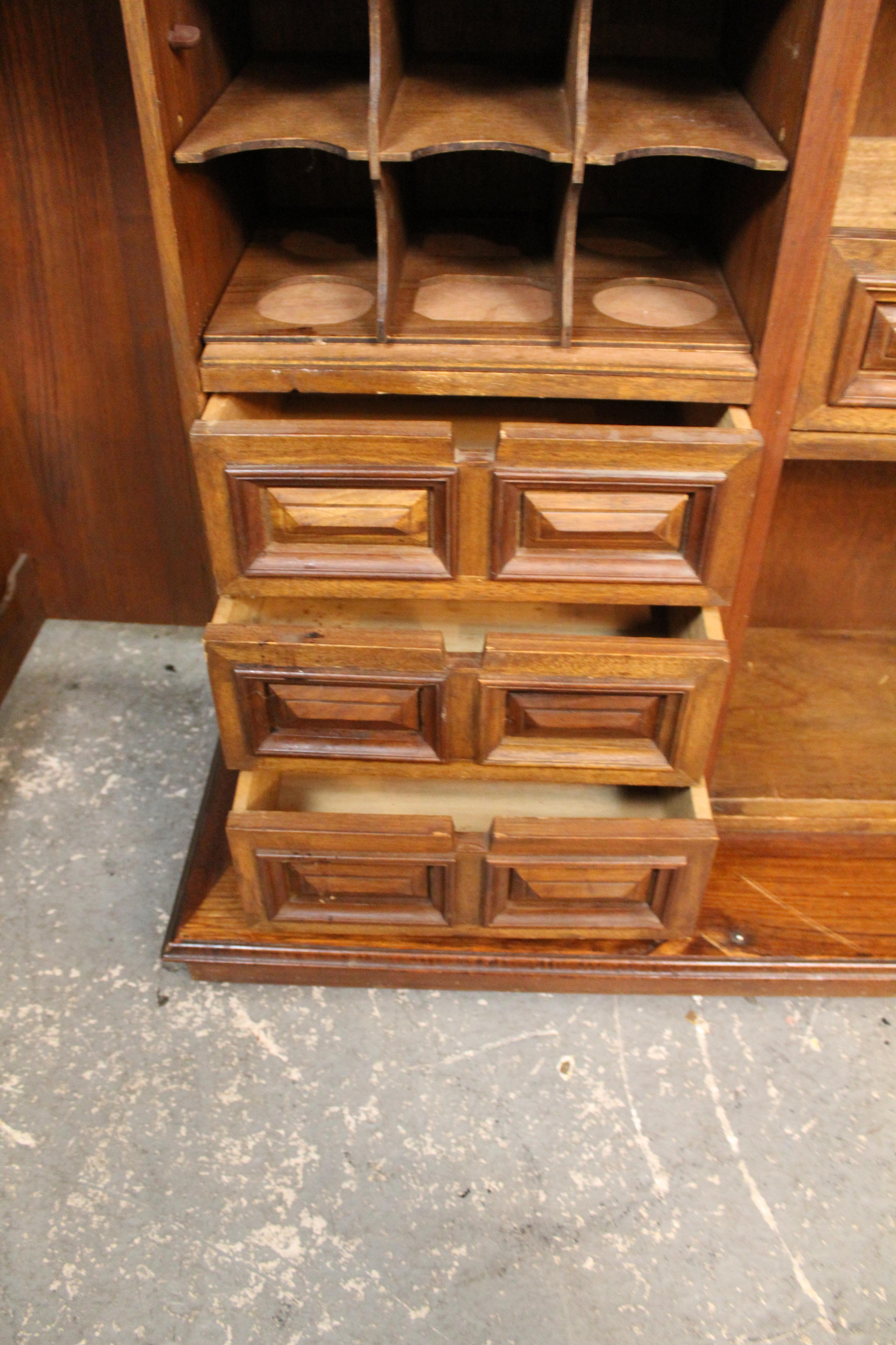 Expanding Carved Asian Motif Bar w/ Marble Top For Sale 3