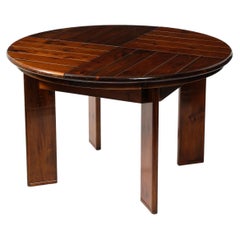 Silvio Coppola Large Round Expandable Dining Table in Pine, Italy 1960's