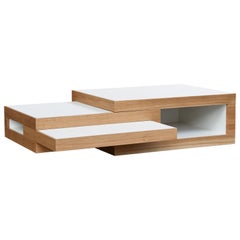 Expanding Rek Coffee Table (Oak Wood & white) by Reinier de Jong