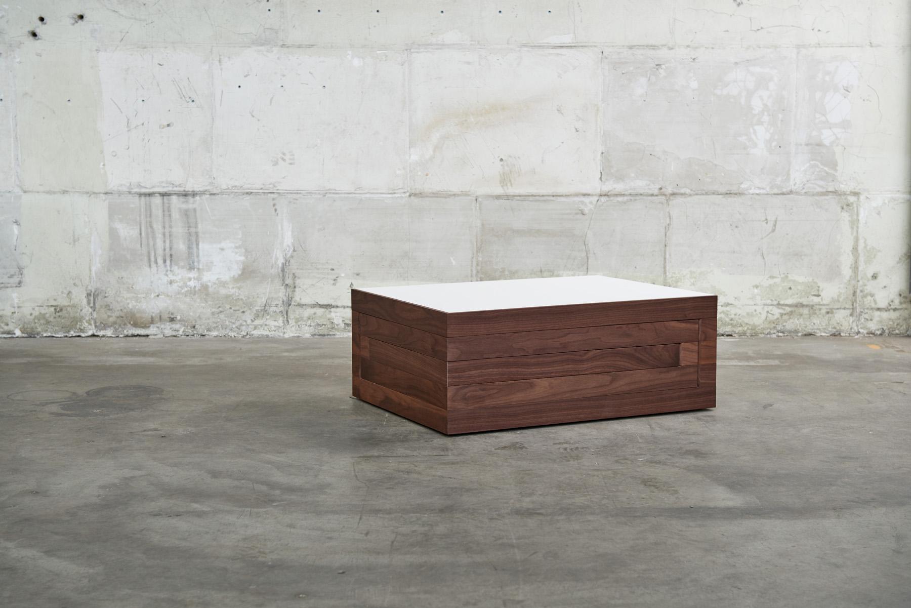 Dutch Expanding Rek Coffee Table 'Walnut Wood & White' by Reinier de Jong For Sale