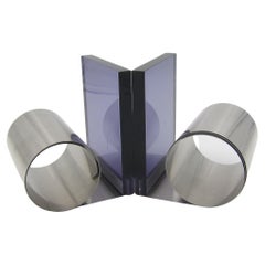 Expanding Vintage Bookends in Purple Lucite and Coiled Metal, Made in England