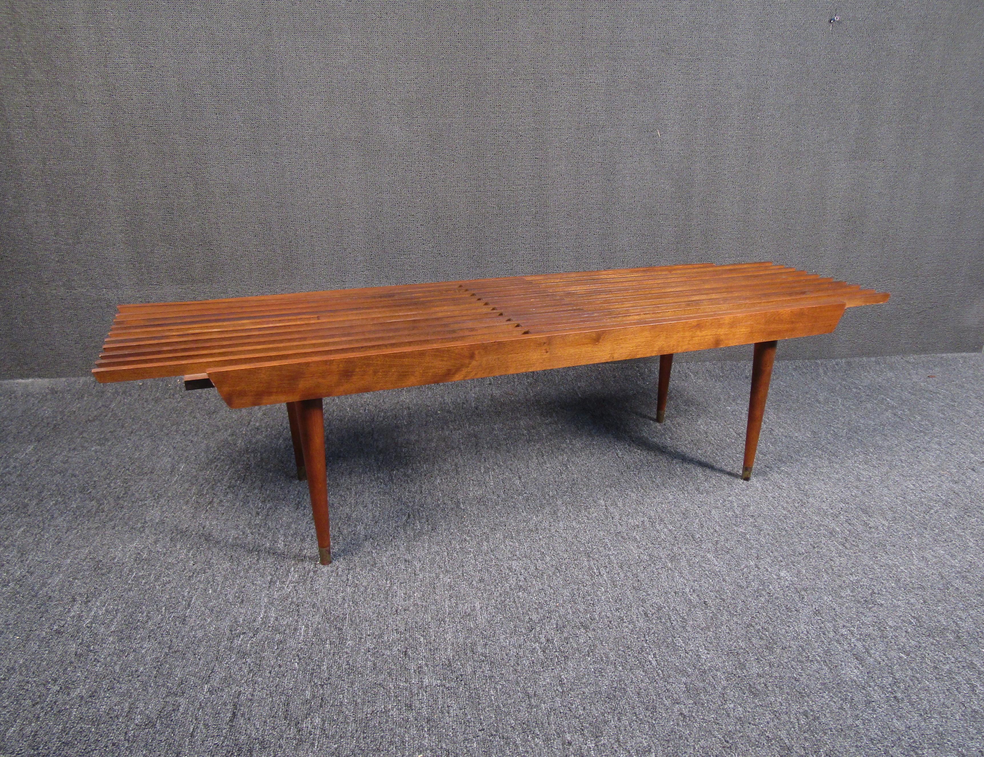 Mid-Century Modern Expanding Vintage Slat Bench