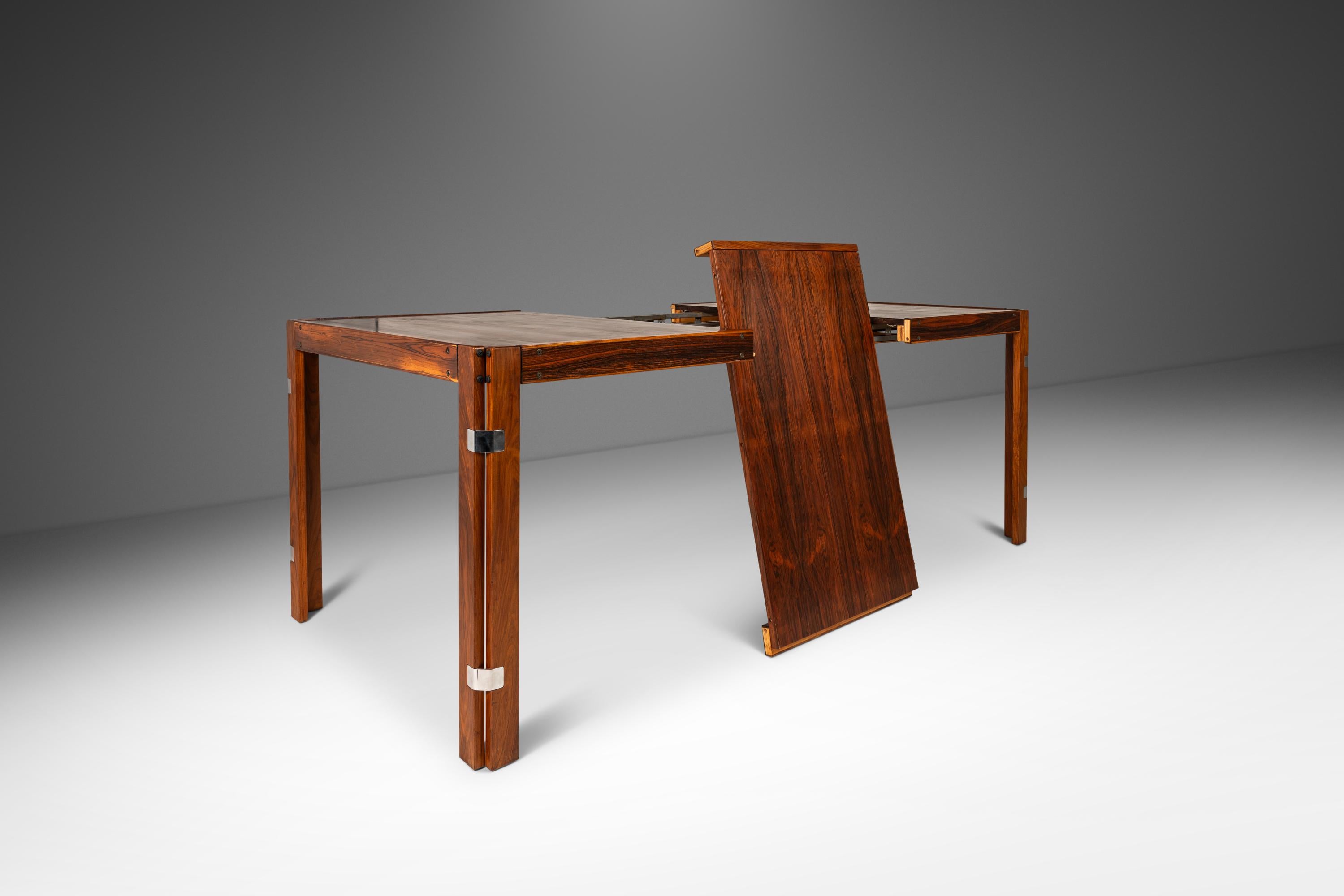 Chrome Expansion Dining Table in Rosewood in the Manner of Percival Lafer, Canada, 1960 For Sale