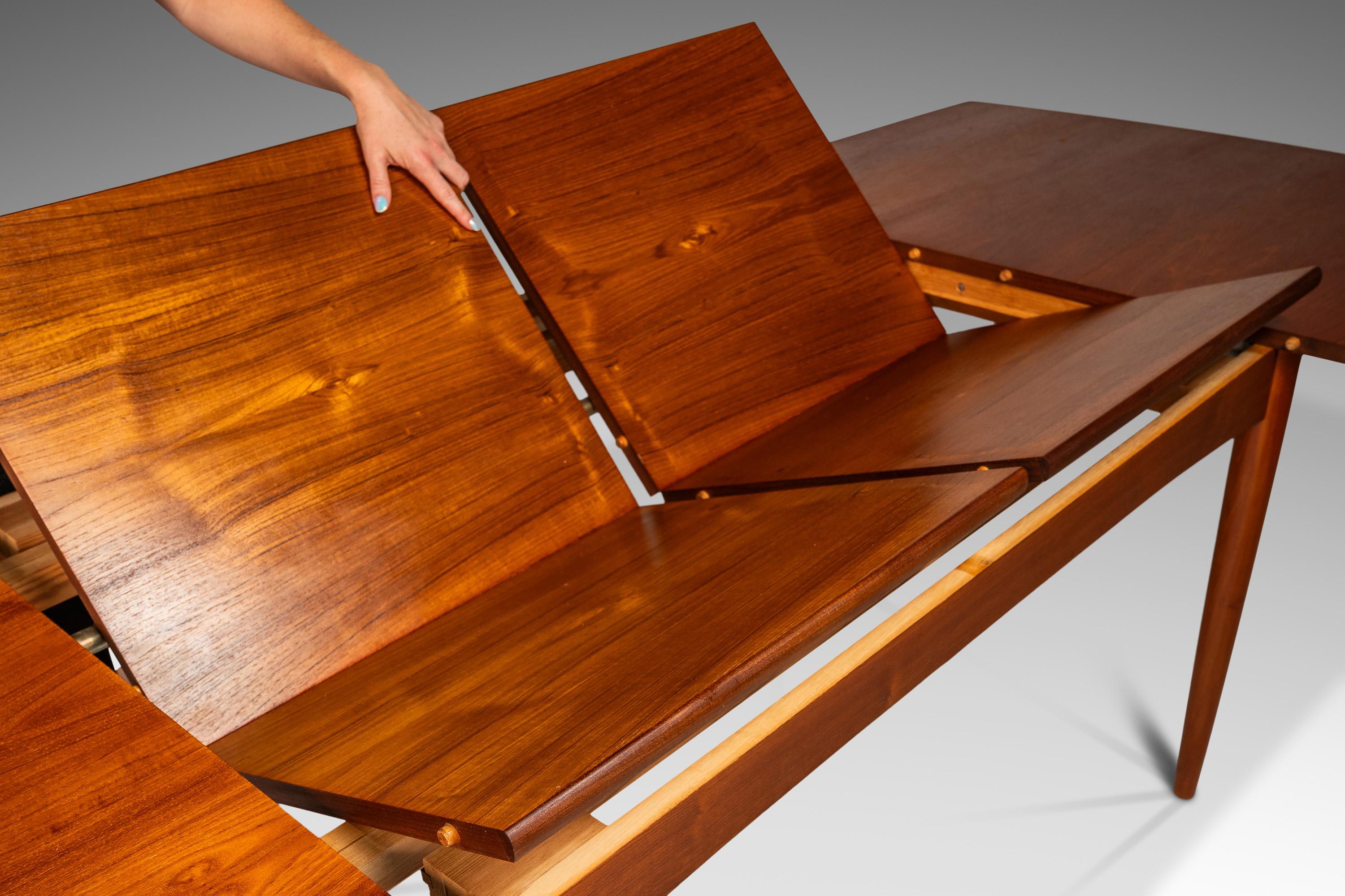 Mid-20th Century Expansion Dining Table in Teak w/ Double Butterfly Leaf Design, Denmark, 1960's For Sale