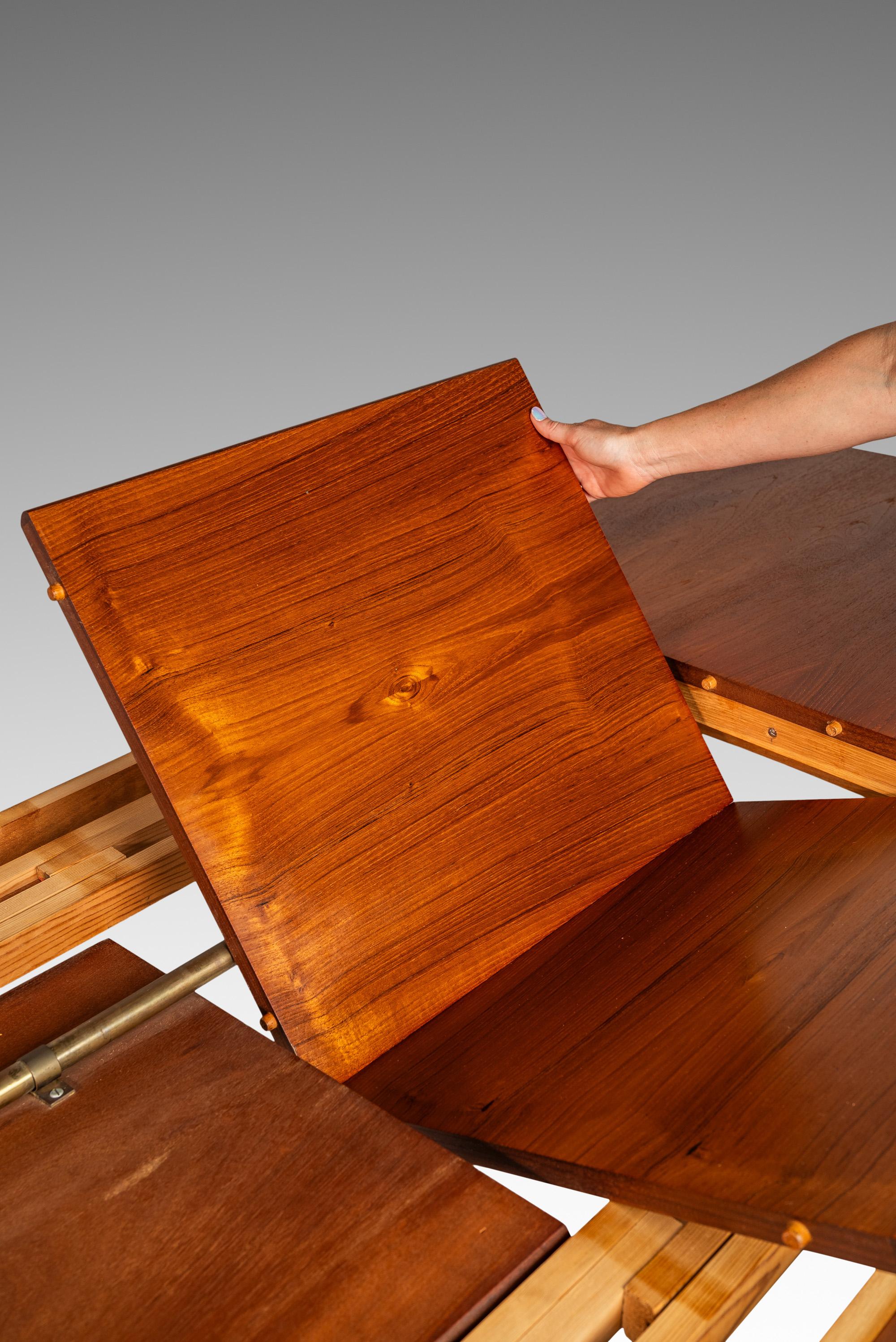 Expansion Dining Table in Teak w/ Double Butterfly Leaf Design, Denmark, 1960's For Sale 3