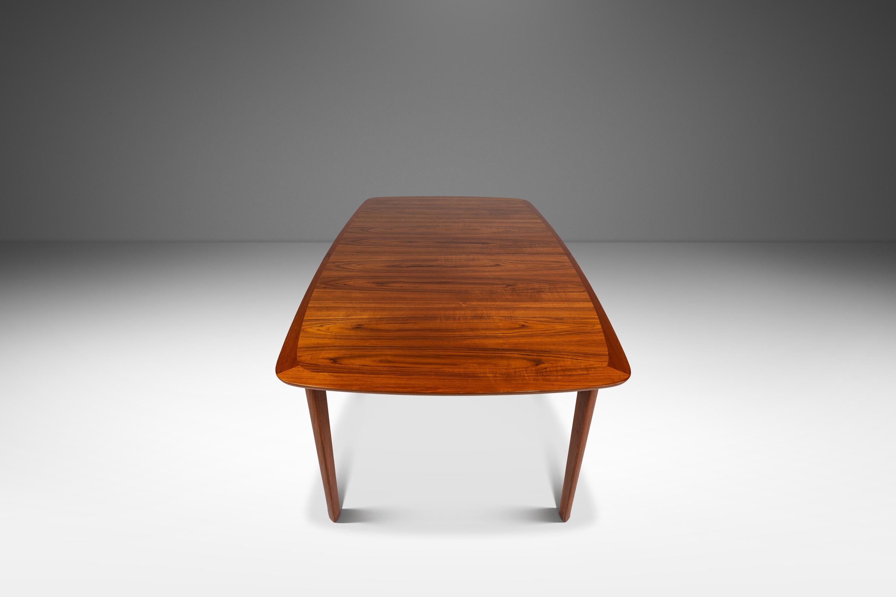 Mid-Century Modern Expansion Dining Table w/ Stow-in-Table Leaves in Teak, Westnofa, Norway, 1970's For Sale