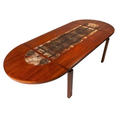 Expansion Dropleaf Table in Teak w/ Tile, Ox Art, Ansager Møbler, Denmark, 1977s
