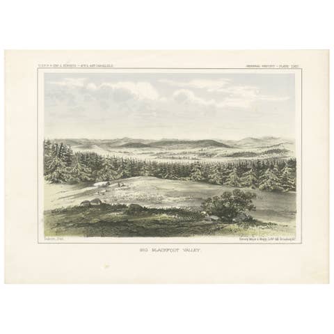 Expansive View of Big Blackfoot Valley – American Frontier Lithograph, 1856