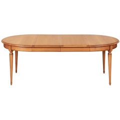 French Louis Philippe Style Extendable Round Table in solid Oak and 4 leaves