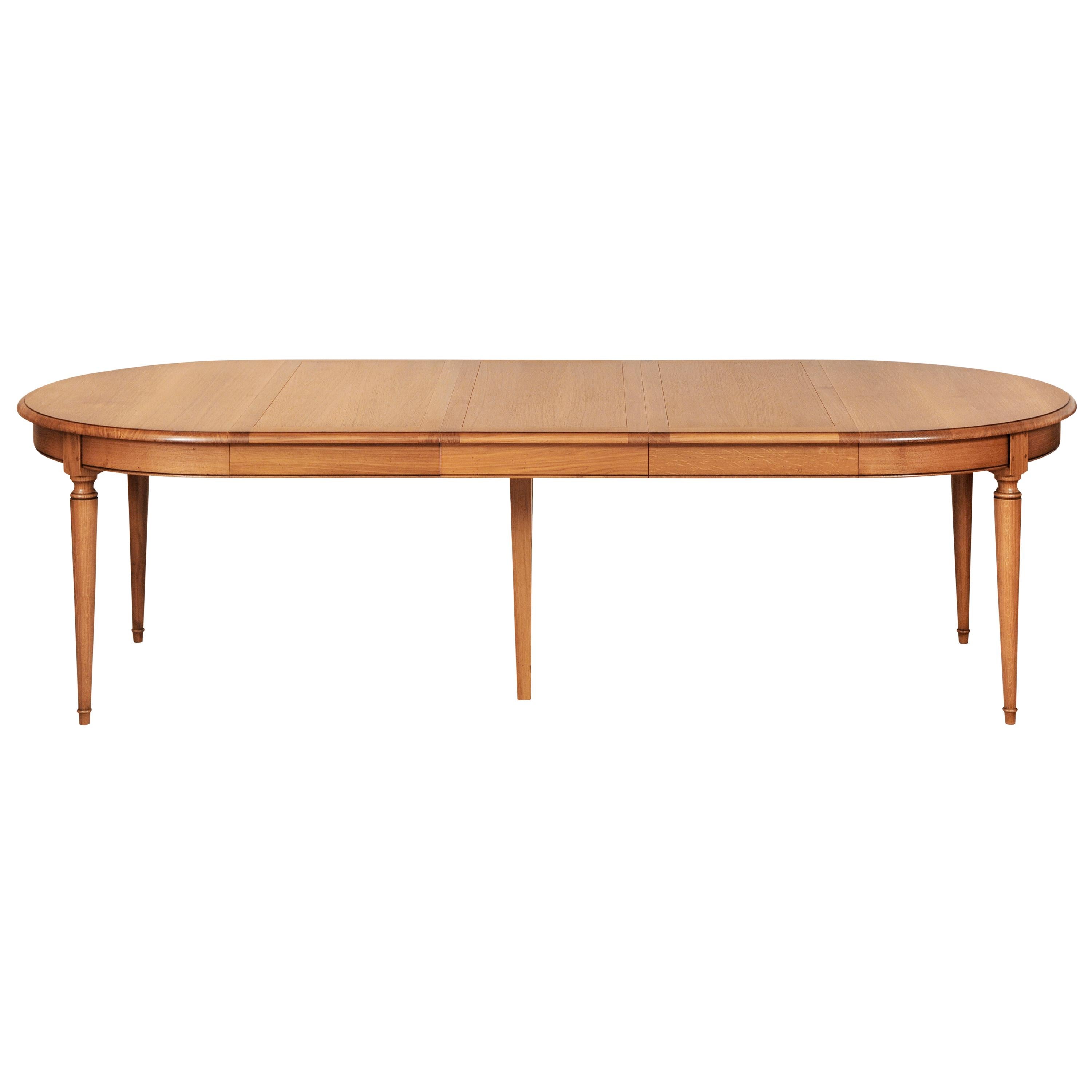 Mesa redonda extensible estilo Louis Philippe en roble macizo y 4 hojas Luis Felipe en venta