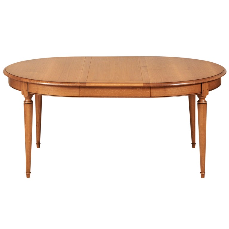 French Louis Philippe Style,  Round Table with 4 leaves in Oak from France For Sale