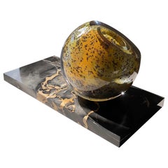 'Experience' Mouth-Blown Glass Vase in Gold on Marble