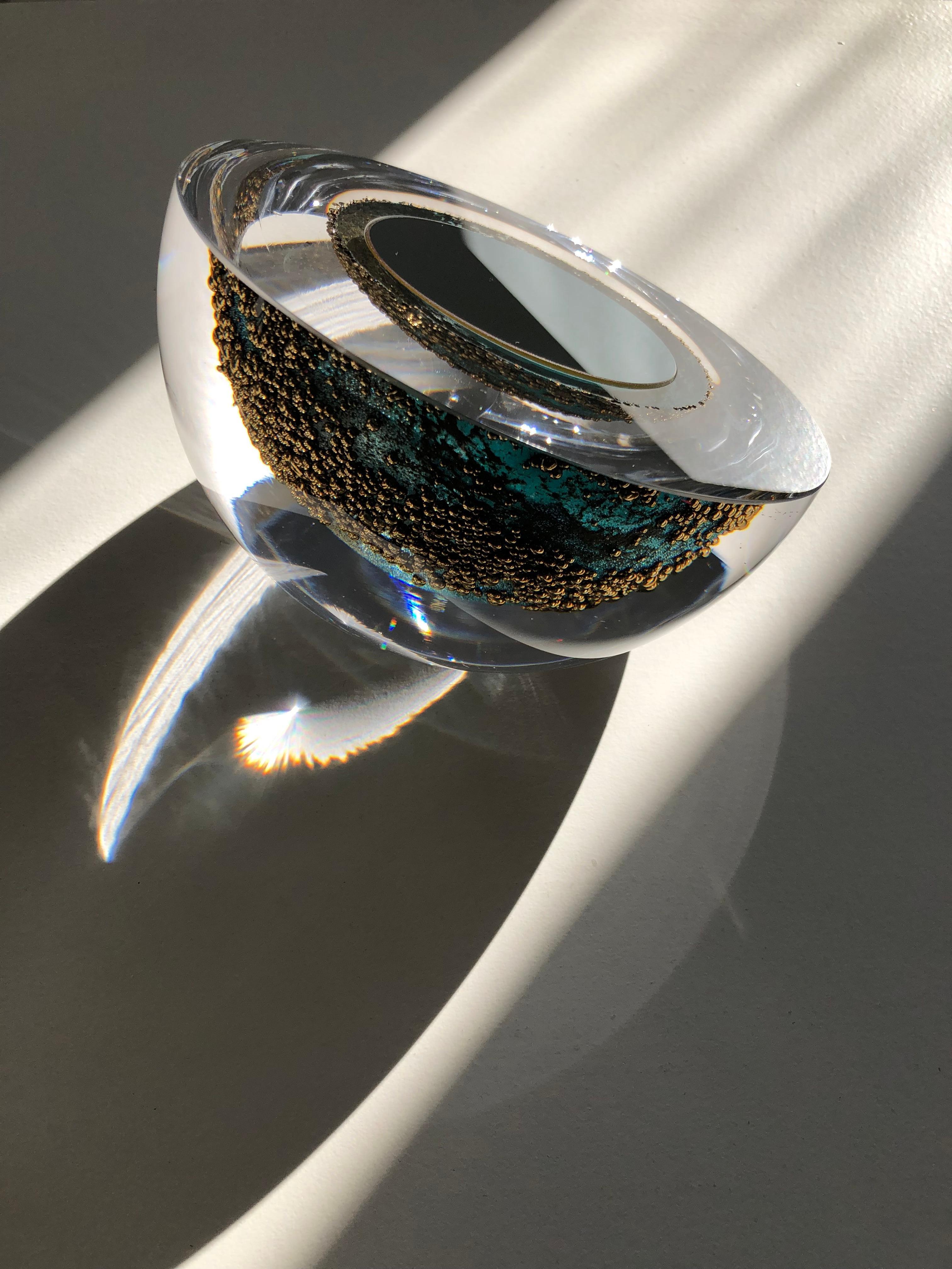 Hand-Crafted 'Experience' Small Mirror Object in Mouth-Blown Glass For Sale