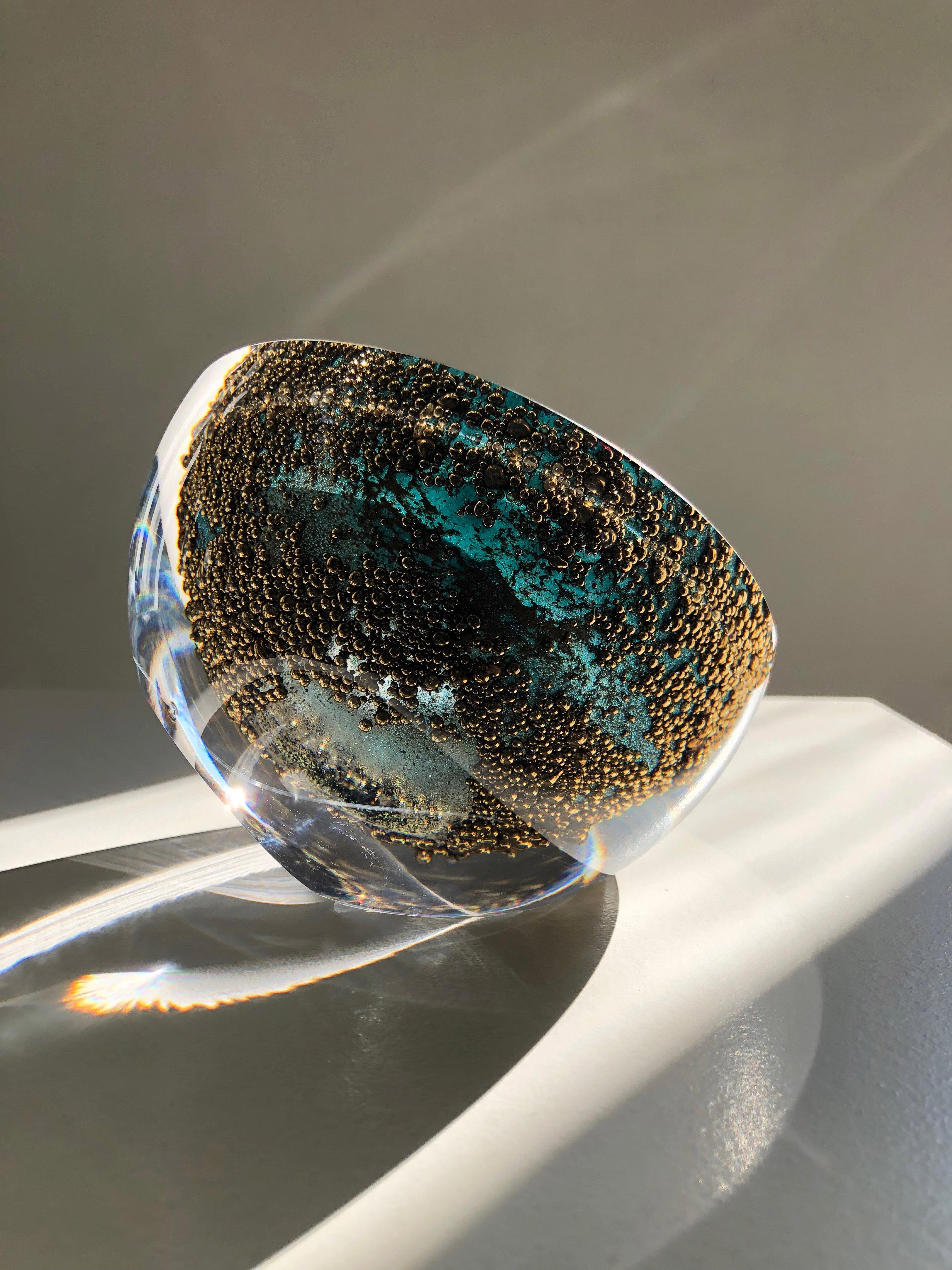 XXIe siècle et contemporain expérience - Petit objet miroir en verre soufflé à la bouche en vente