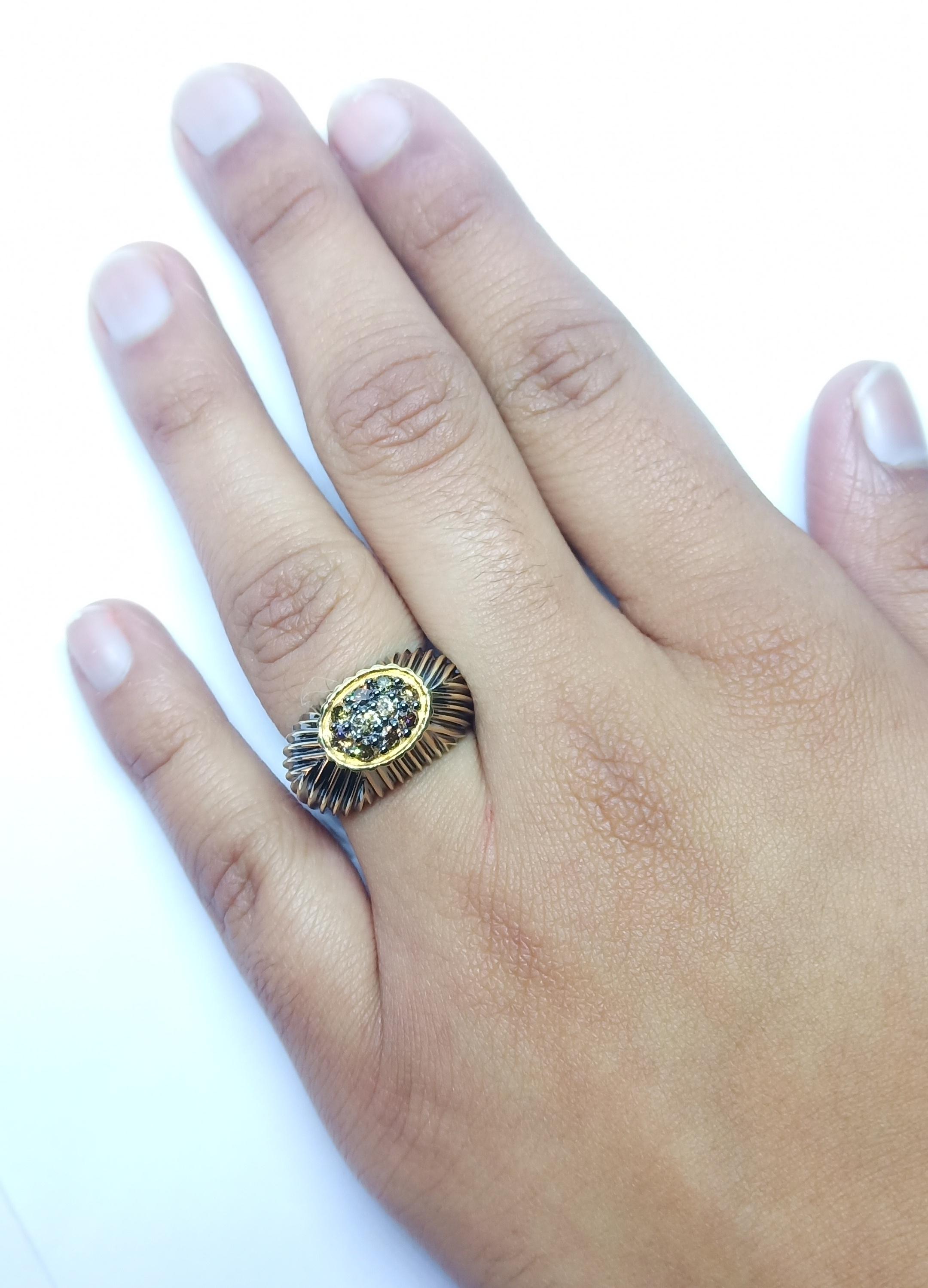Exceptional Beget with Exceptional Brown Diamond Yellow Gold Fashion Ring For Sale 4