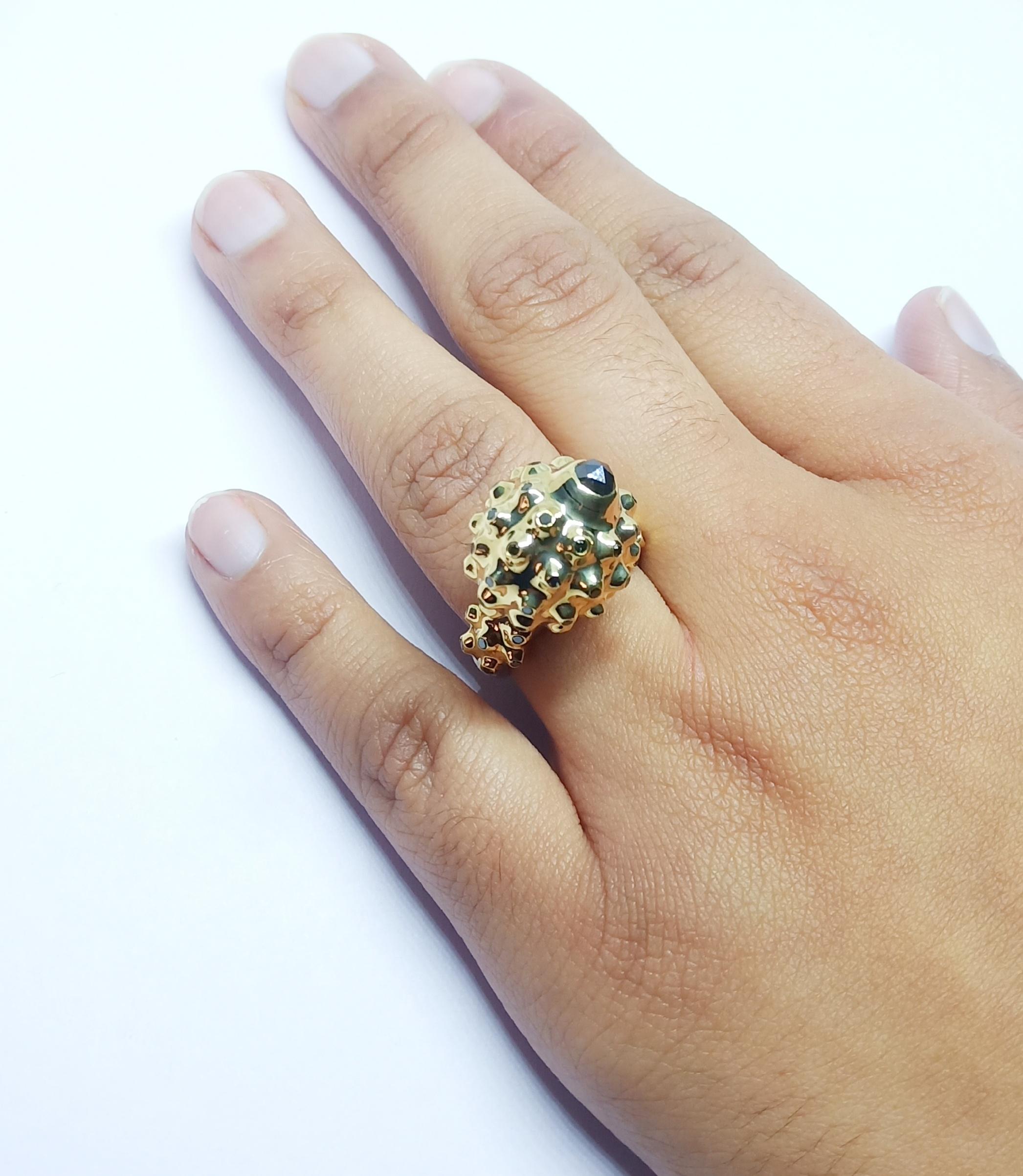 Coveted friends will Envy You with One of a Kind Black Diamond Gold Dome Ring For Sale 5