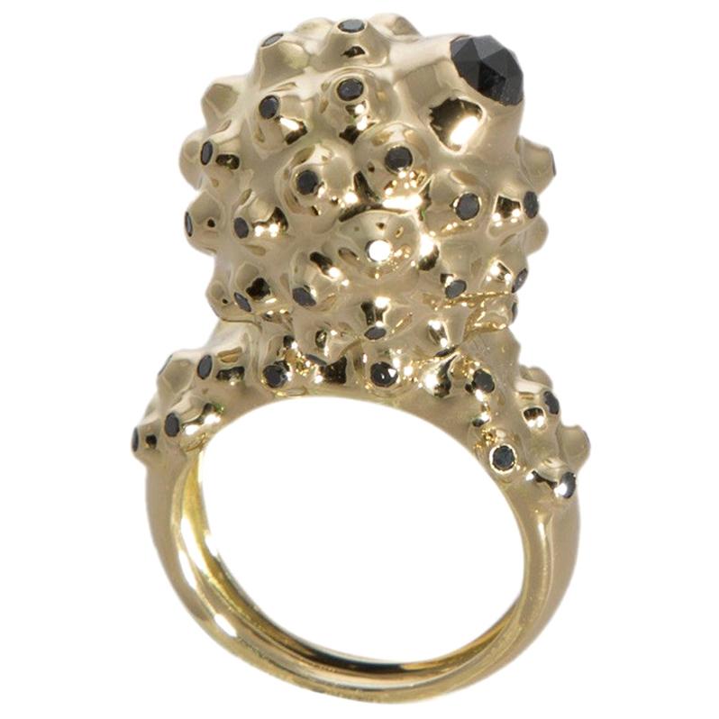 Coveted friends will Envy You with One of a Kind Black Diamond Gold Dome Ring For Sale