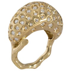 Awe follows you with One of a Kind White Diamond Yellow Gold Cocktail Ring