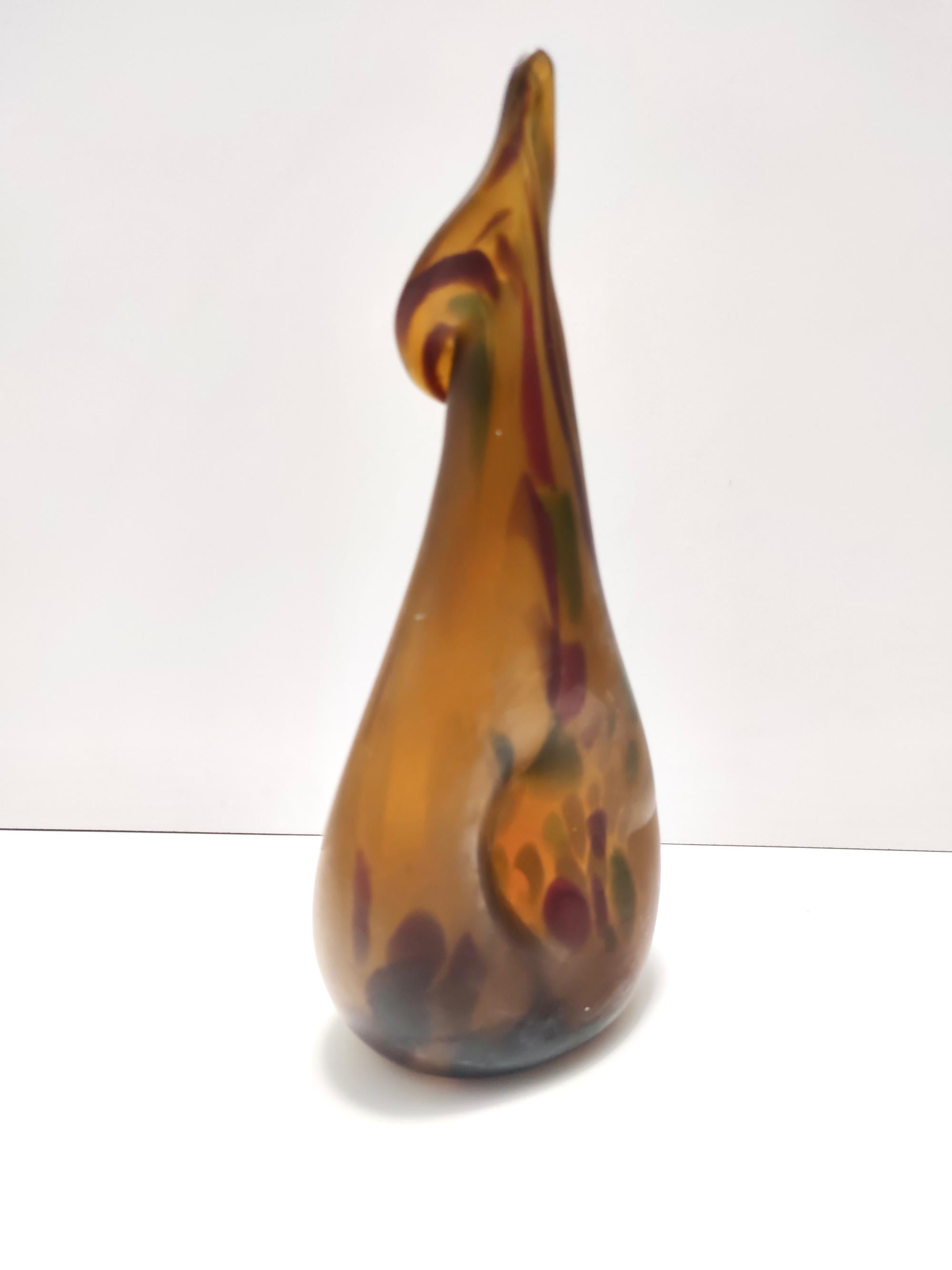 Vetro di Murano Vaso sperimentale in vetro di Murano color ambra attribuito ad Anzolo Fuga, Italia in vendita