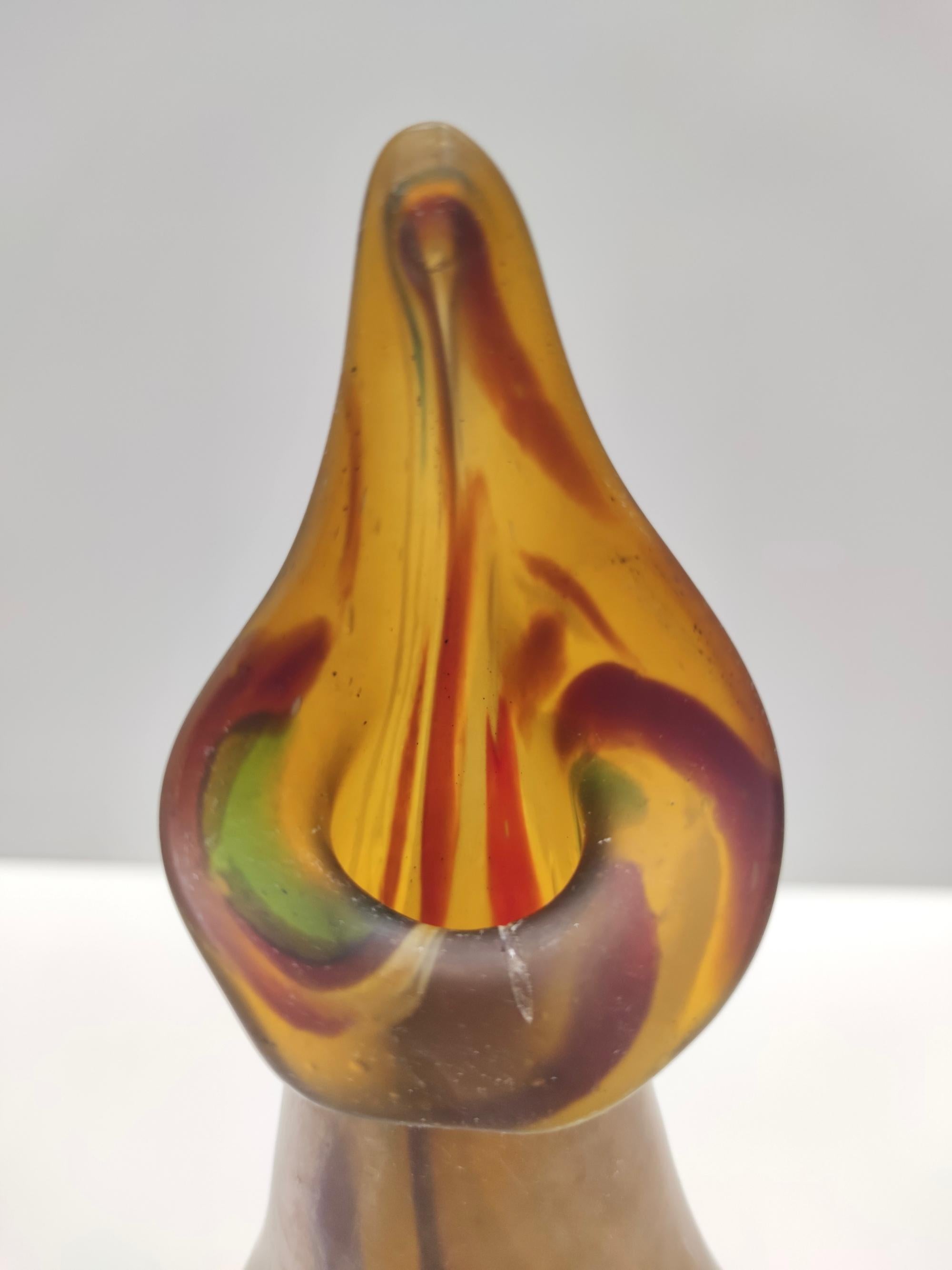 Vaso sperimentale in vetro di Murano color ambra attribuito ad Anzolo Fuga, Italia in vendita 2