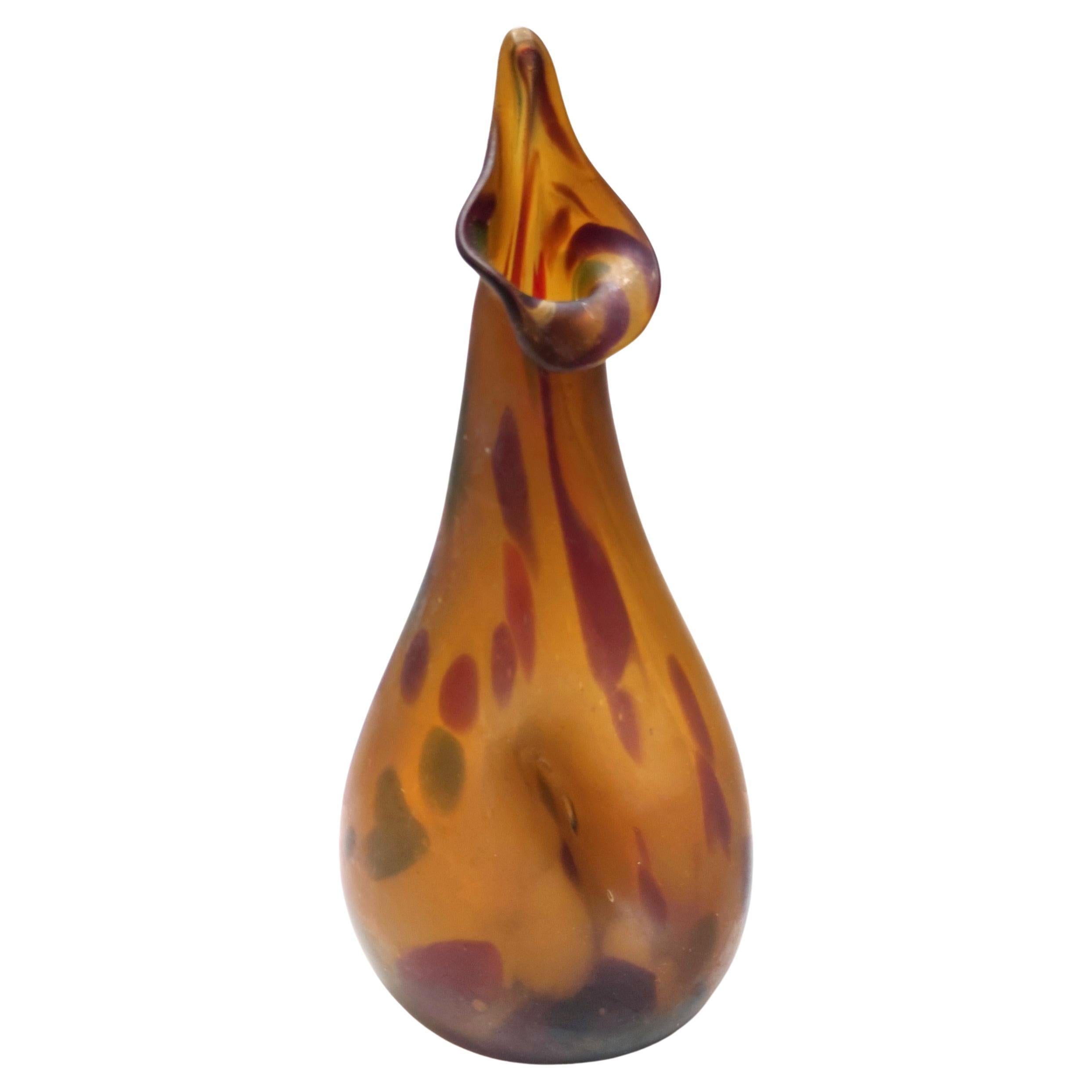 Vaso sperimentale in vetro di Murano color ambra attribuito ad Anzolo Fuga, Italia