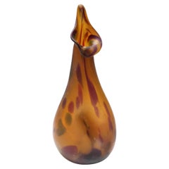 Vintage Experimental Amber Murano Glass Vase attr. to Anzolo Fuga, Italy