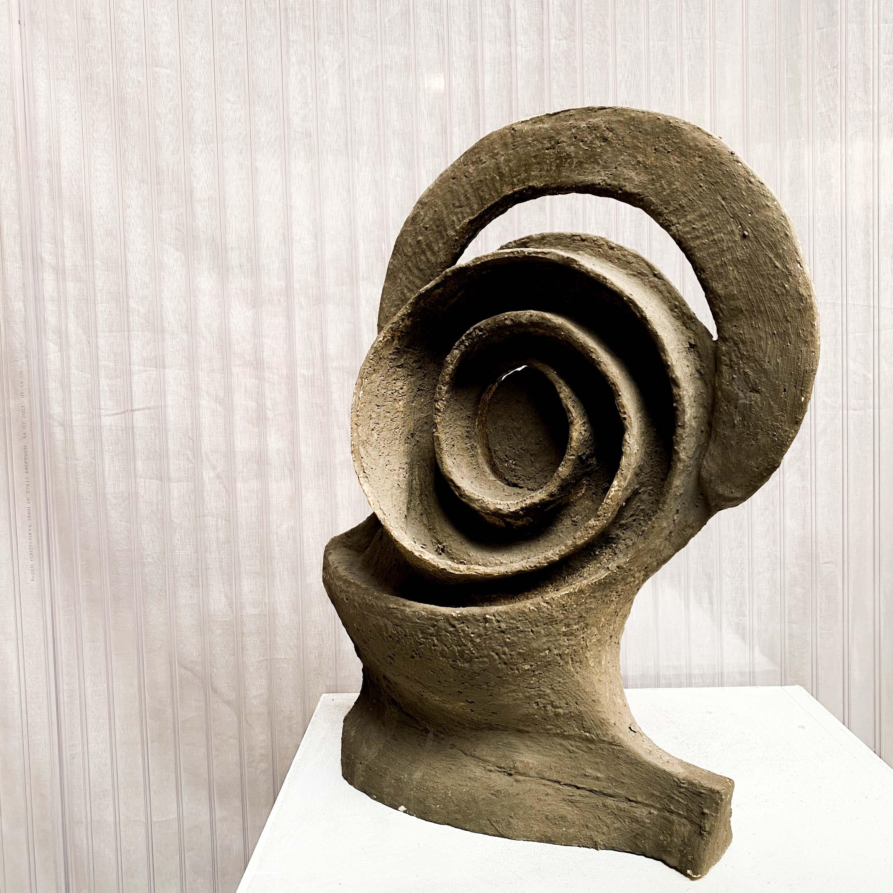 Mid-Century Modern Experimental Brutalist Ceramic Sculpture in Grey Clay, 1970’s For Sale