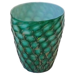 Experimental Murano Glass Vase in Green, White and Gold Flecks, Italy, 1950s