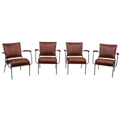 Expertly Crafted and Designed Fine Leather and Steel Modern Lounge Chair