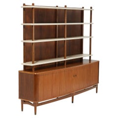 Expertly Crafted Early Kurt Olsen Designed Wall Unit in Walnut with Tambour Door