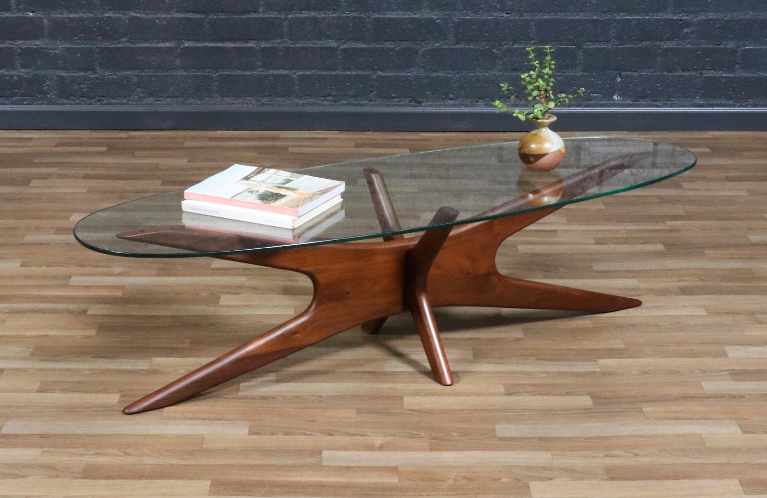 Expertly Restored - Adrian Pearsall 893-TGO Coffee Table w/ Surfboard Glass Top (Moderne der Mitte des Jahrhunderts) im Angebot