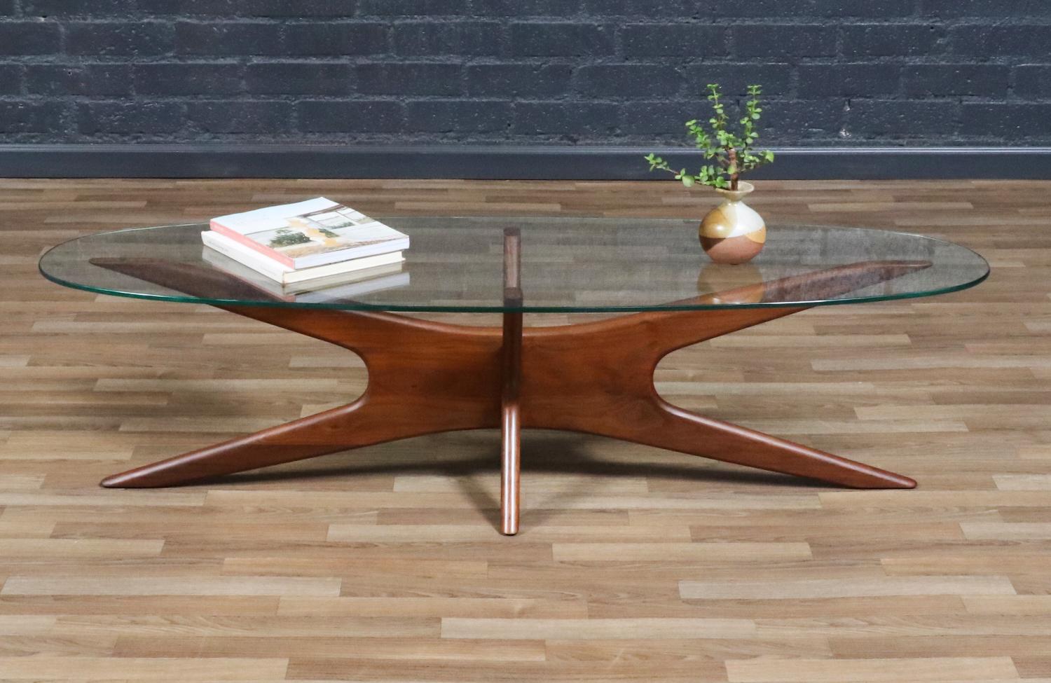 Expertly Restored - Adrian Pearsall 893-TGO Coffee Table w/ Surfboard Glass Top (amerikanisch) im Angebot