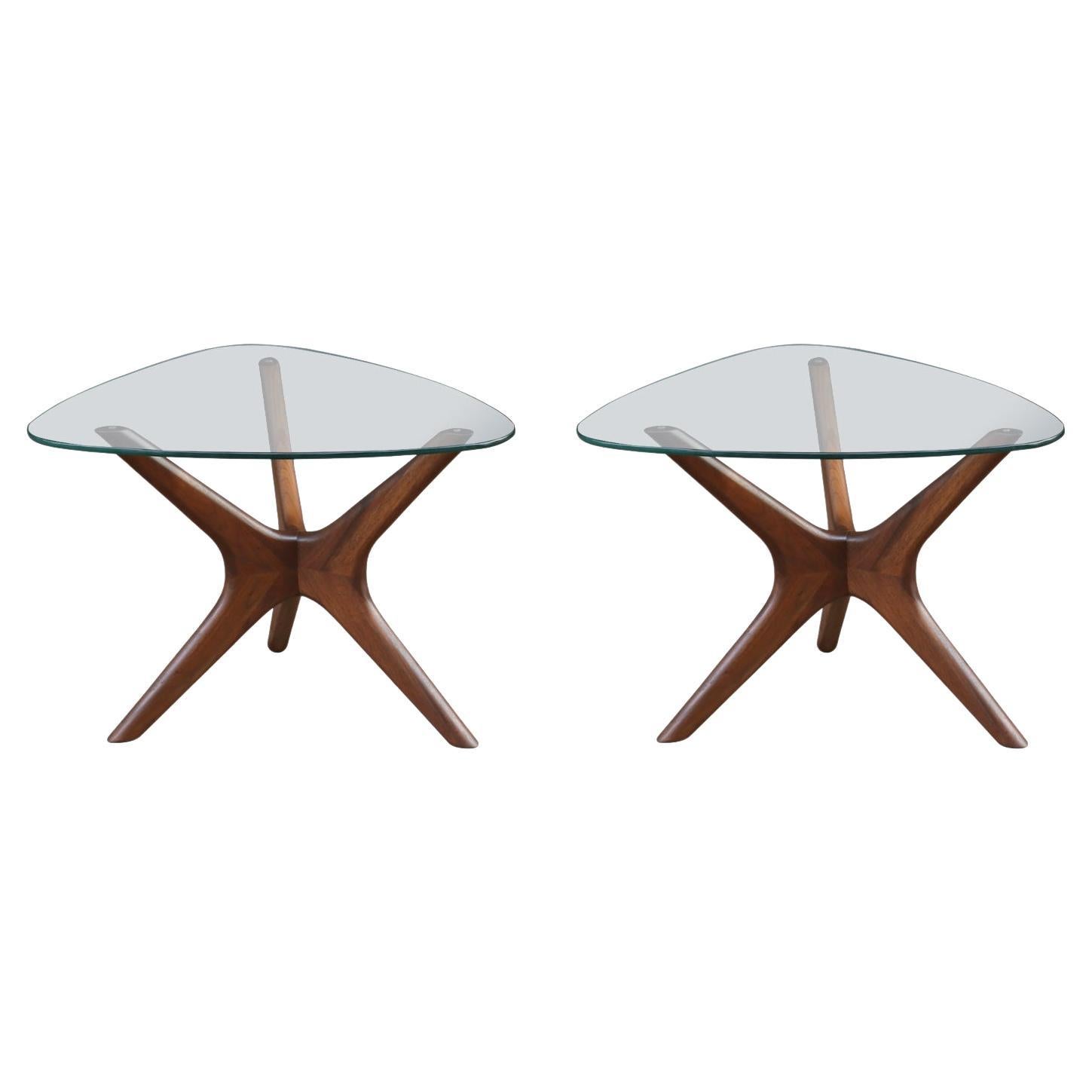 Expertly Restored - Adrian Pearsall "Jax" Sculpted Walnut Side Tables For Sale