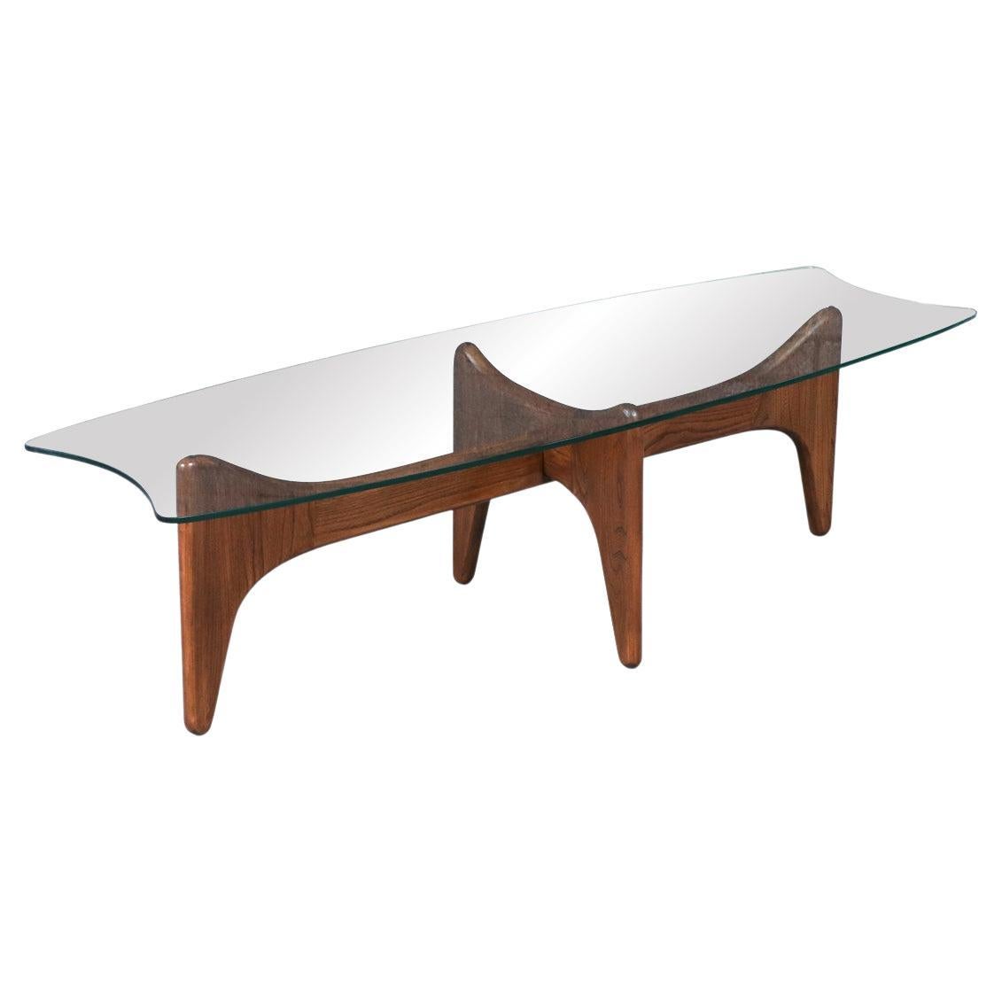 Expertly Restored - Adrian Pearsall Sculpted Coffee Table w/ Stingray Glass Top For Sale