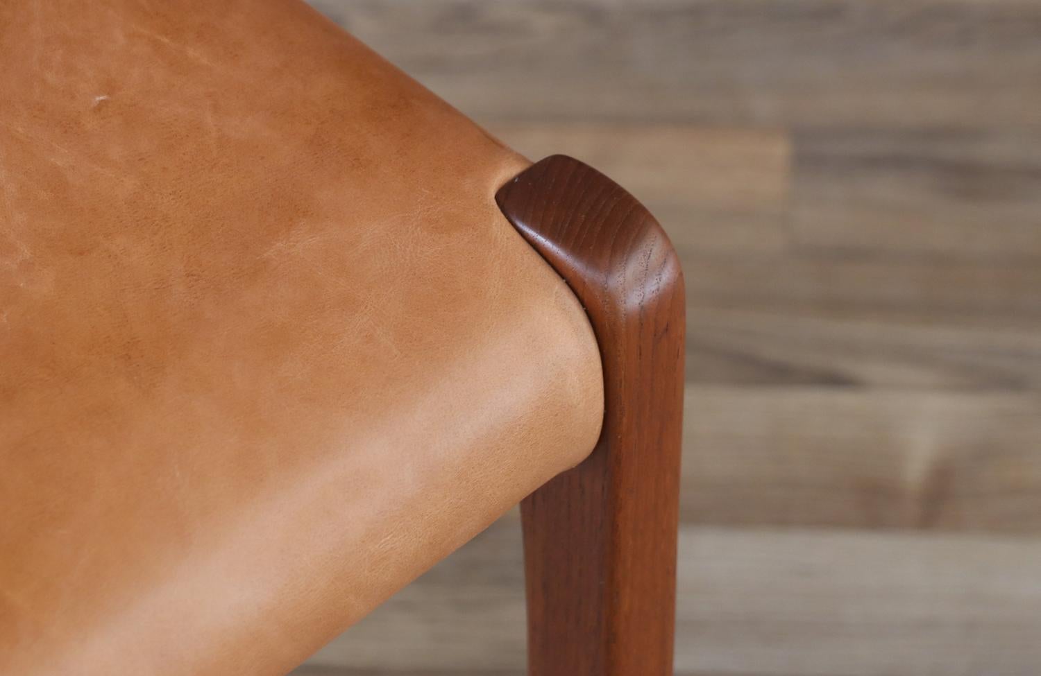 Expertly Restored - Arne Hovmand-Olsen Teak & Leather Dining Chairs For Sale 6