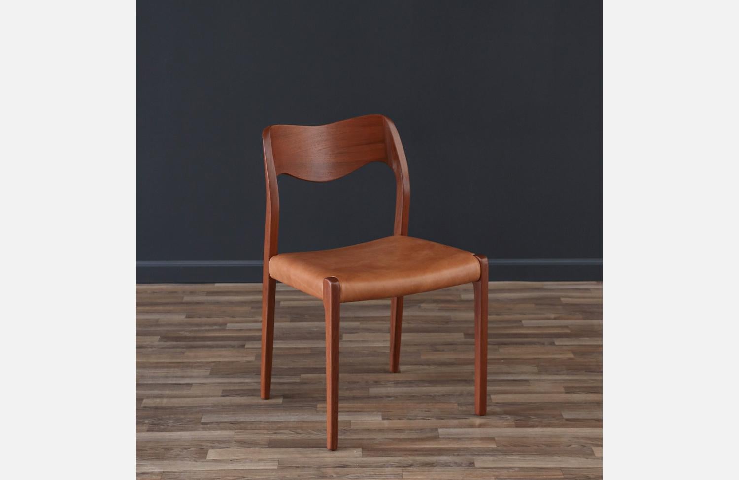 Expertly Restored - Arne Hovmand-Olsen Teak & Leather Dining Chairs In Excellent Condition For Sale In Los Angeles, CA