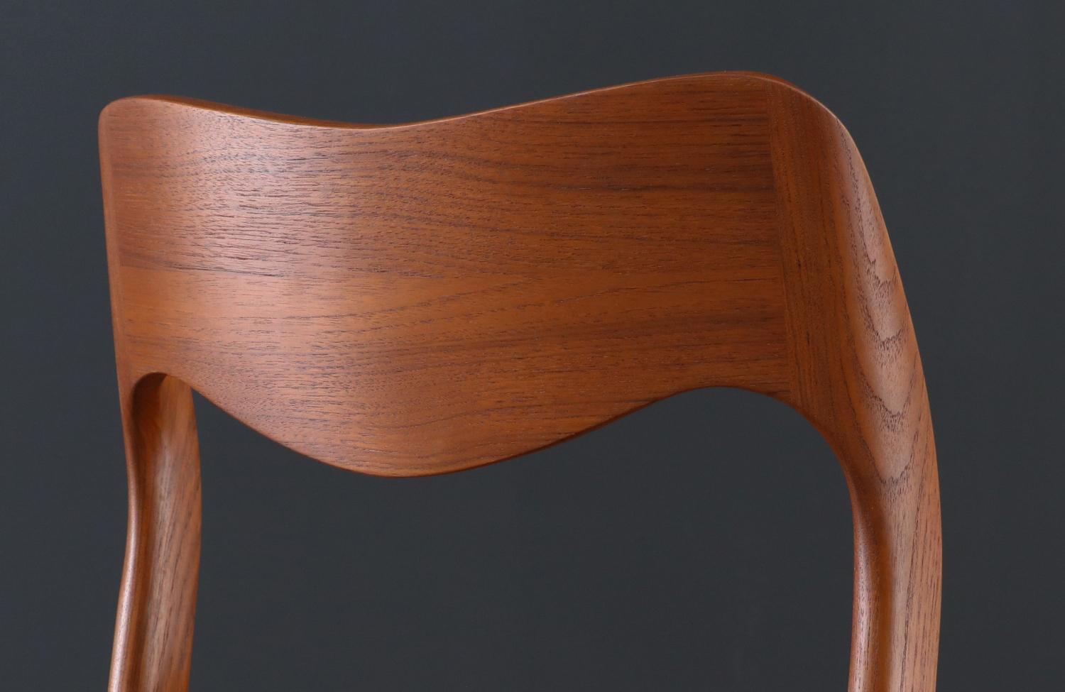 Expertly Restored - Arne Hovmand-Olsen Teak & Leather Dining Chairs For Sale 3