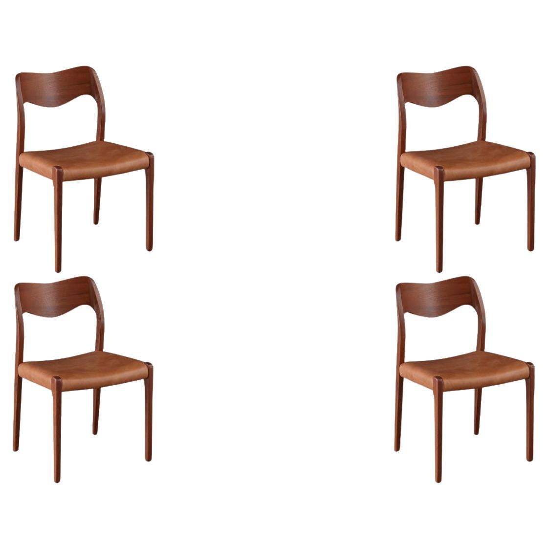 Expertly Restored - Arne Hovmand-Olsen Teak & Leather Dining Chairs For Sale