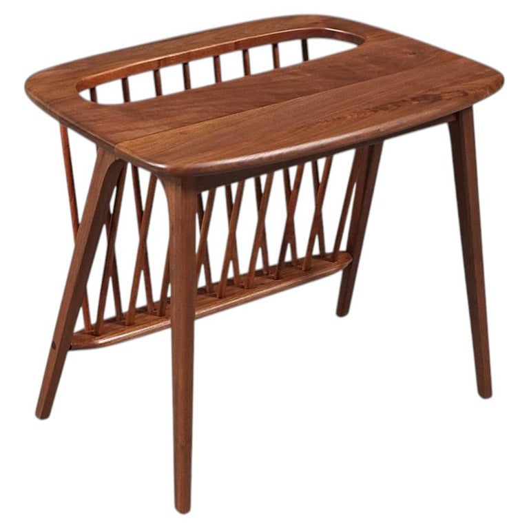 Expertly Restored- Arthur Umanoff Vintage Spindle Side Table with Magazine Shelf