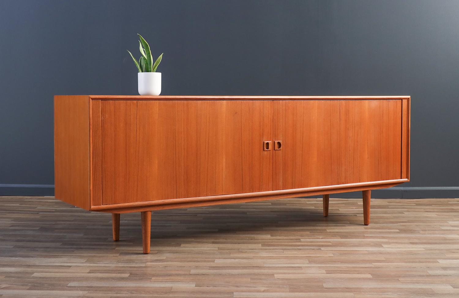 Danish Expertly Restored - Axel Christiansen Teak Tambour-Door Credenza for Aco Mobler For Sale