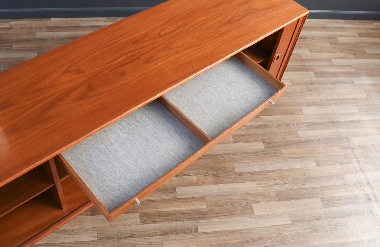 Expertly Restored - Axel Christiansen Teak Tambour-Door Credenza for Aco Mobler For Sale 1