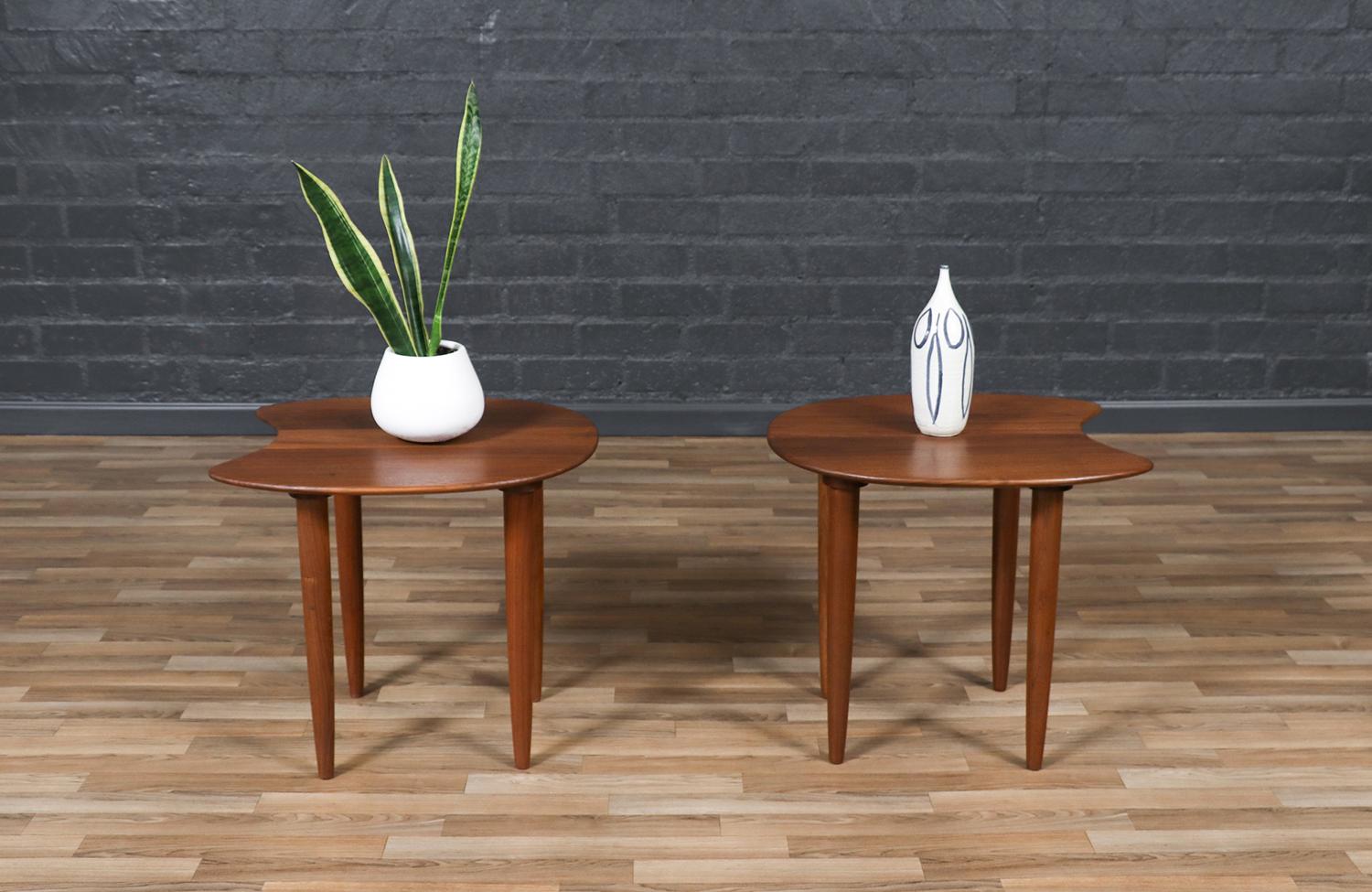 American Expertly Restored -California Modern Sculpted Floating-Top Side Tables / Ace-Hi For Sale